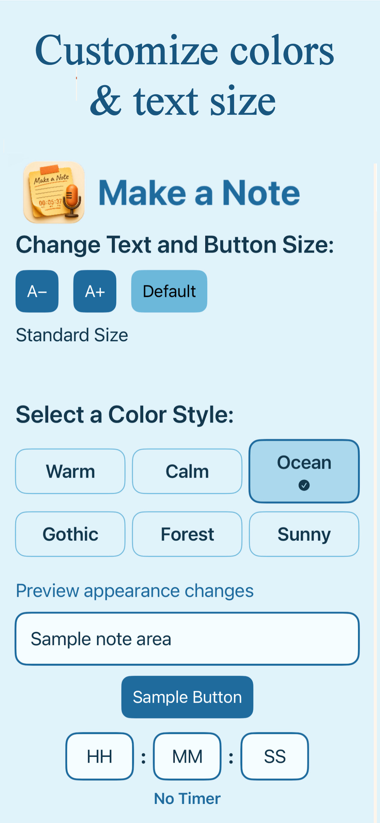 Make a Note Options Color Theme